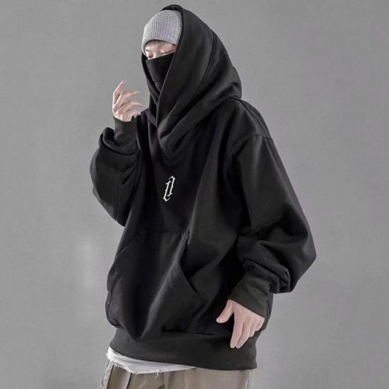 2024 Autumn Winter High Collar Hoodie Loose Y2K Men's Clothes Harajuku Hiphop Streetwear Hooded Oversize Sweatshirt