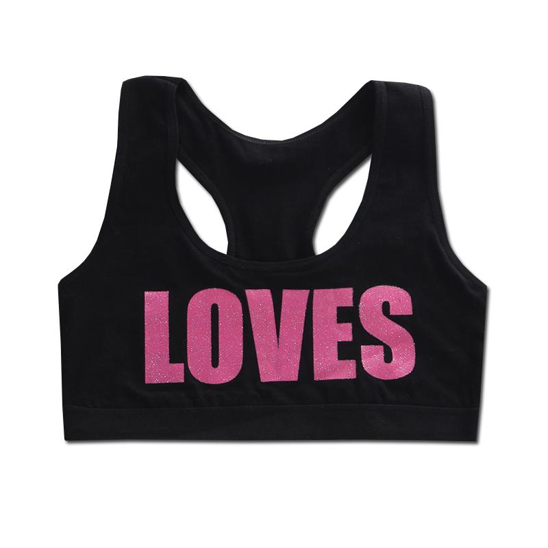 Детский хлопковый тренировочный бюстгальтер, нижнее белье с буквенным принтом и овальным вырезом для подростков 8–14 лет