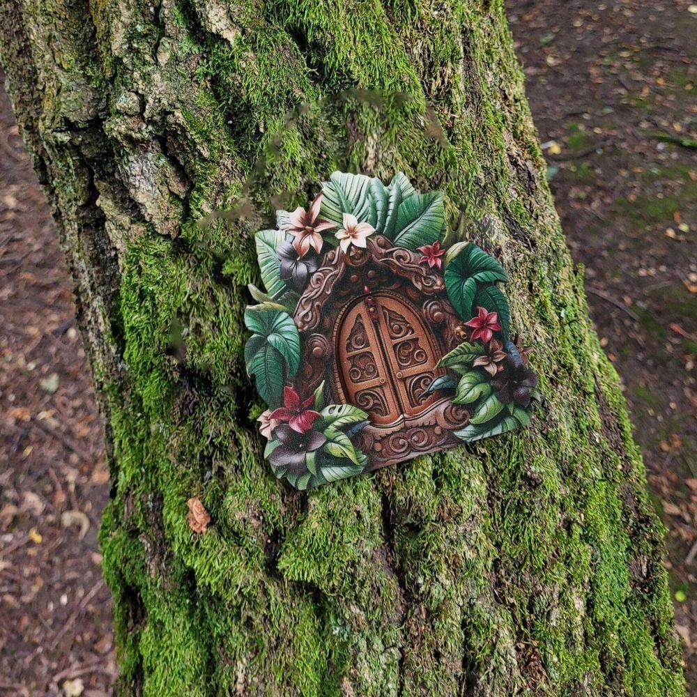 Wooden Elf Door Art Statues Handmade Fairy Gardens Doors Windows Door Miniature Garden Decorations