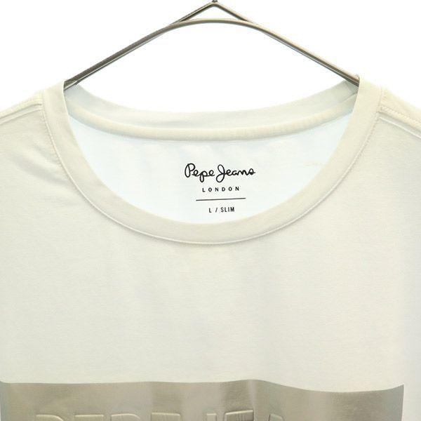 Pepe Jeans London Печать Лонгслив L белый Рон Т Мужской Б/У