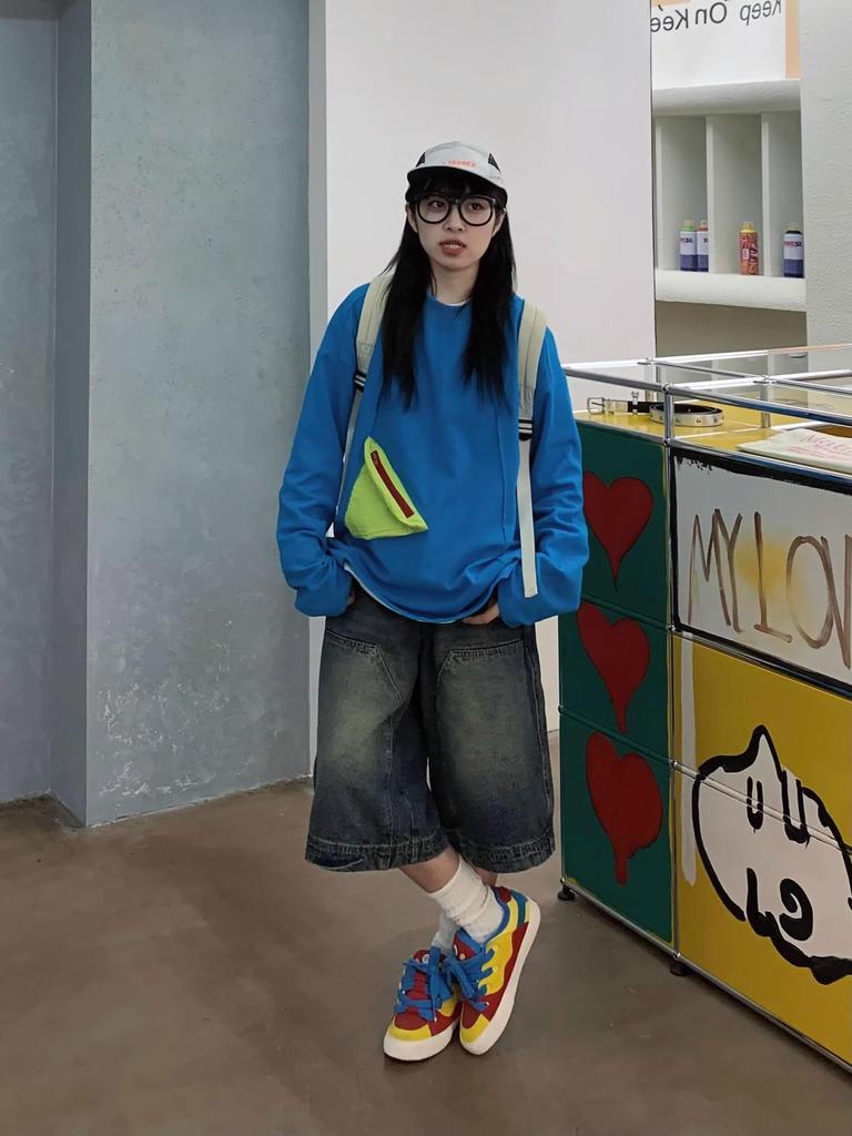 Унисекс Американские Ретро Свободные Джинсы Широкие Штанины - Летние Прямые Укороченные Брюки