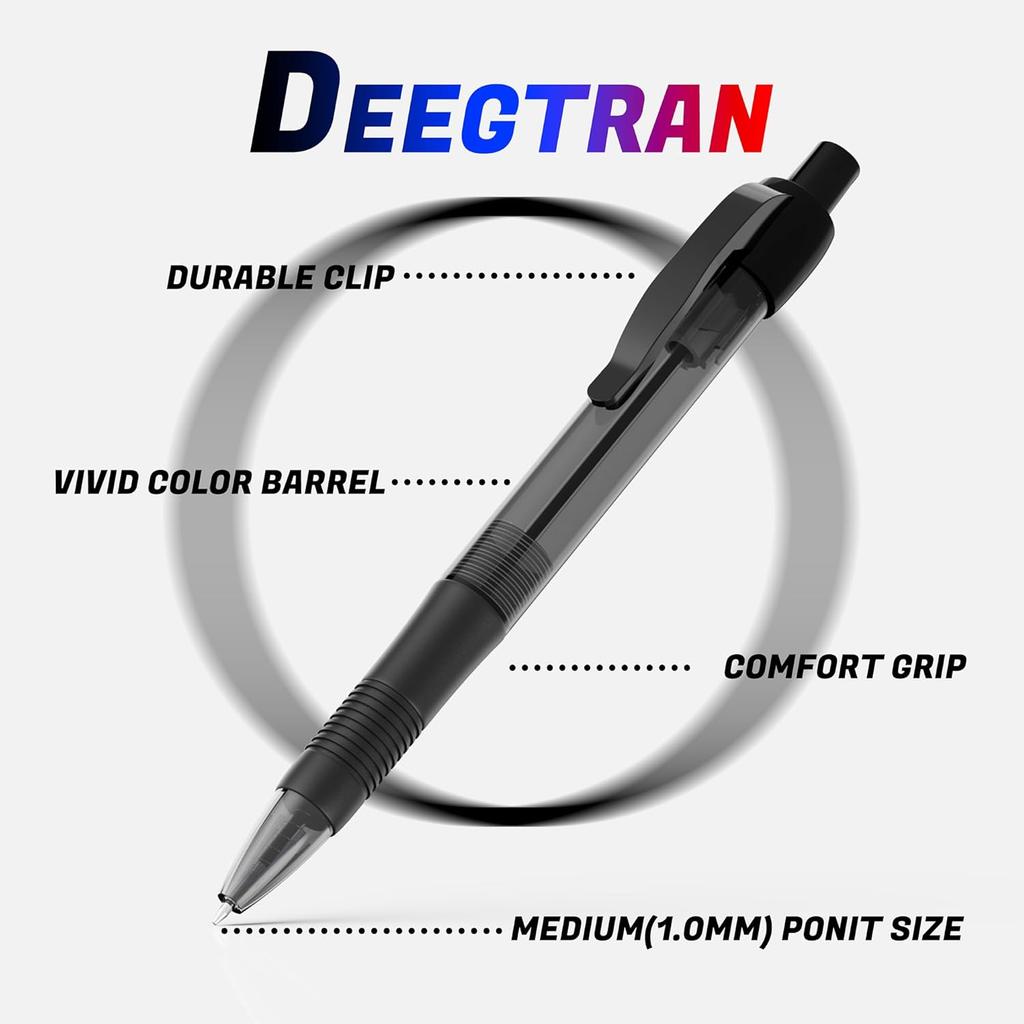 Ручки deegtran Оптом, 30 шт. Непротекающие черные шариковые ручки с мягким захватом, Оптовая продажа выдвижных шариковых ручек для офиса и школы, Средний стержень, Плавное письмо