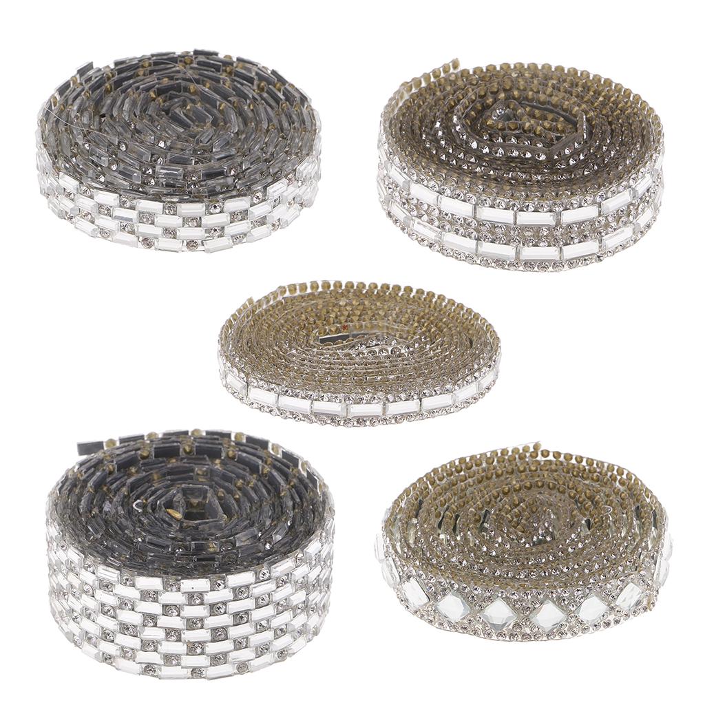 1 Yard Silver Rhinestone Ribbon Crystal Sewing Trim DIY Crafts 6 Rows 12mm