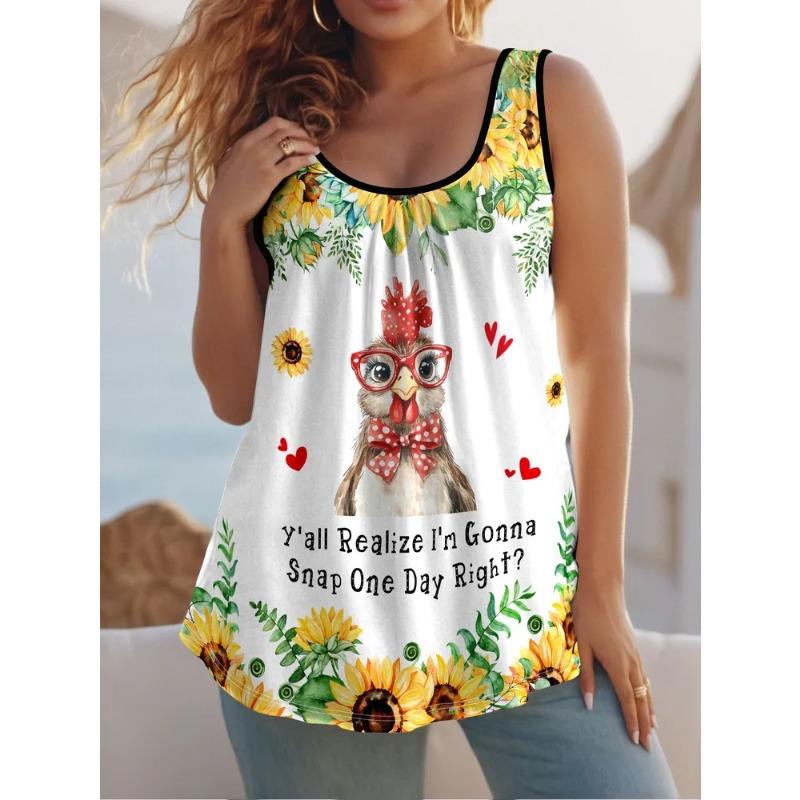 Summer Creative Animal Series Color Printed Women's Sleeveless Vest Casual Loose Comfortable Vest