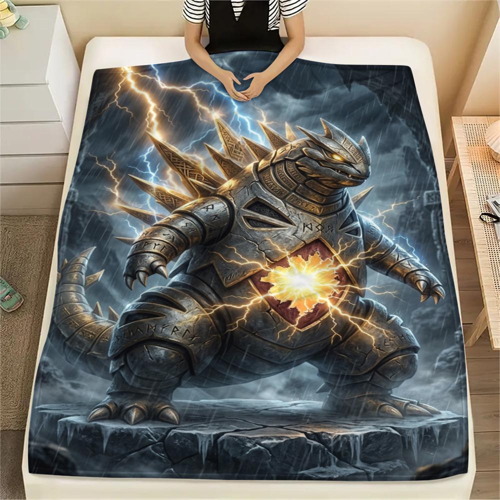 Pocket Monster Flannel Blanket Warm Printed Throw for Bedroom Living Room Sofa Bed Picnic Travel Use All-season Gift-Xin