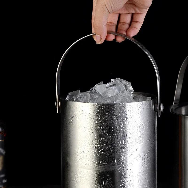 Double Walled Cooler Bucket Stainless Steel Ice Bucket With Comfortable Carry Handle Beverage Tub Wine/Drinking/Beer Cooler