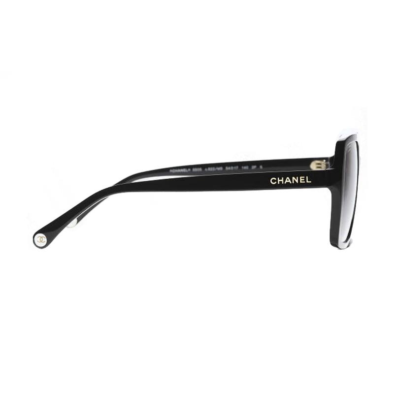 Chanel Пластиковые квадратные солнцезащитные очки с логотипом на дужках, женские, черные