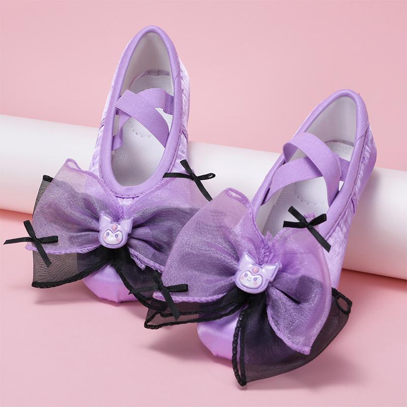Туфли для танцев для девочек Мягкая подошва Детские балетные туфли Танцевальная обувь Милые Туфли с кошачьими когтями для сценических выступлений Украшение бантом