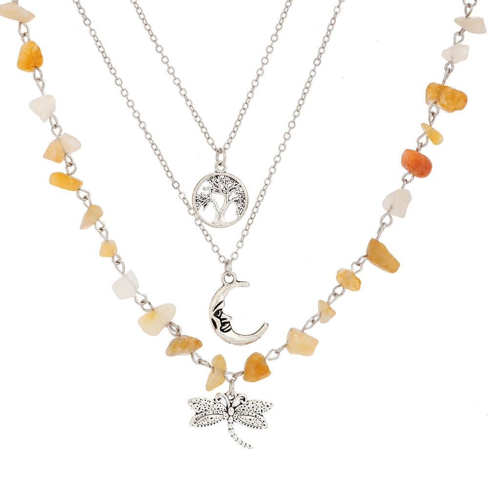 Сладкий и Прохладный Праздничный Ветер Неправильный Гравий Ожерелье Женское Мятный Диффузная Волна Ветер Луна Подвеска Многослойное Ожерелье