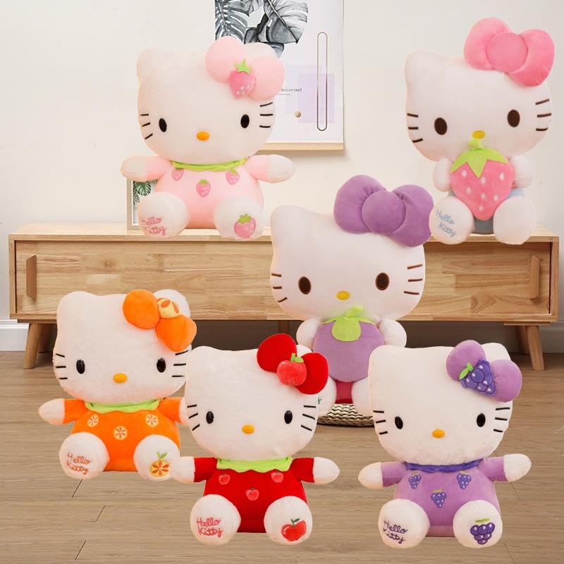 Cute And Cuddly Hello Kitty Cat Plush Toy With Strawberry And Bamboo