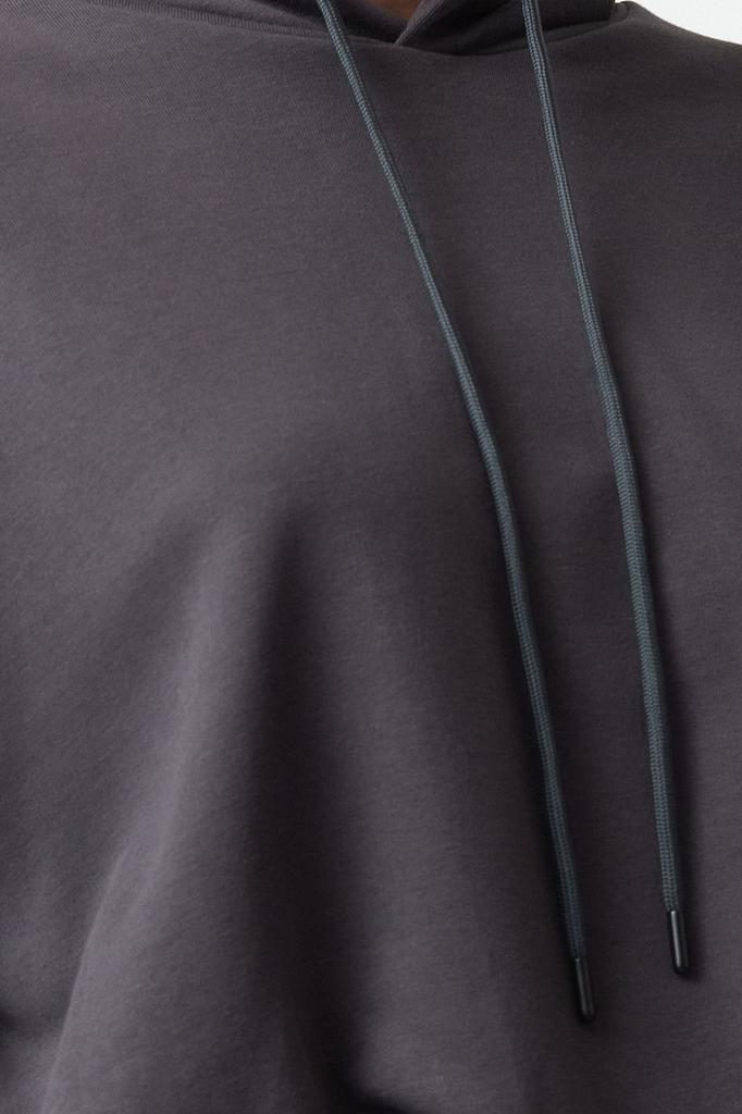 Женская модная стильная толстовка цвета индиго, толстый флисовый свитер с капюшоном, непринужденный удобный крой, вязаная толстовка