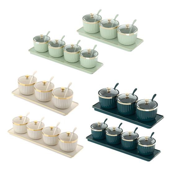 Банки для специй Отдельные контейнеры для приправ Прозрачные акриловые банки с ложками Поднос Пластик без BPA