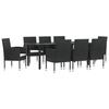 VidaXL Garden Dining Set 9 Pcs Black Woven Resin and Steel 3203319