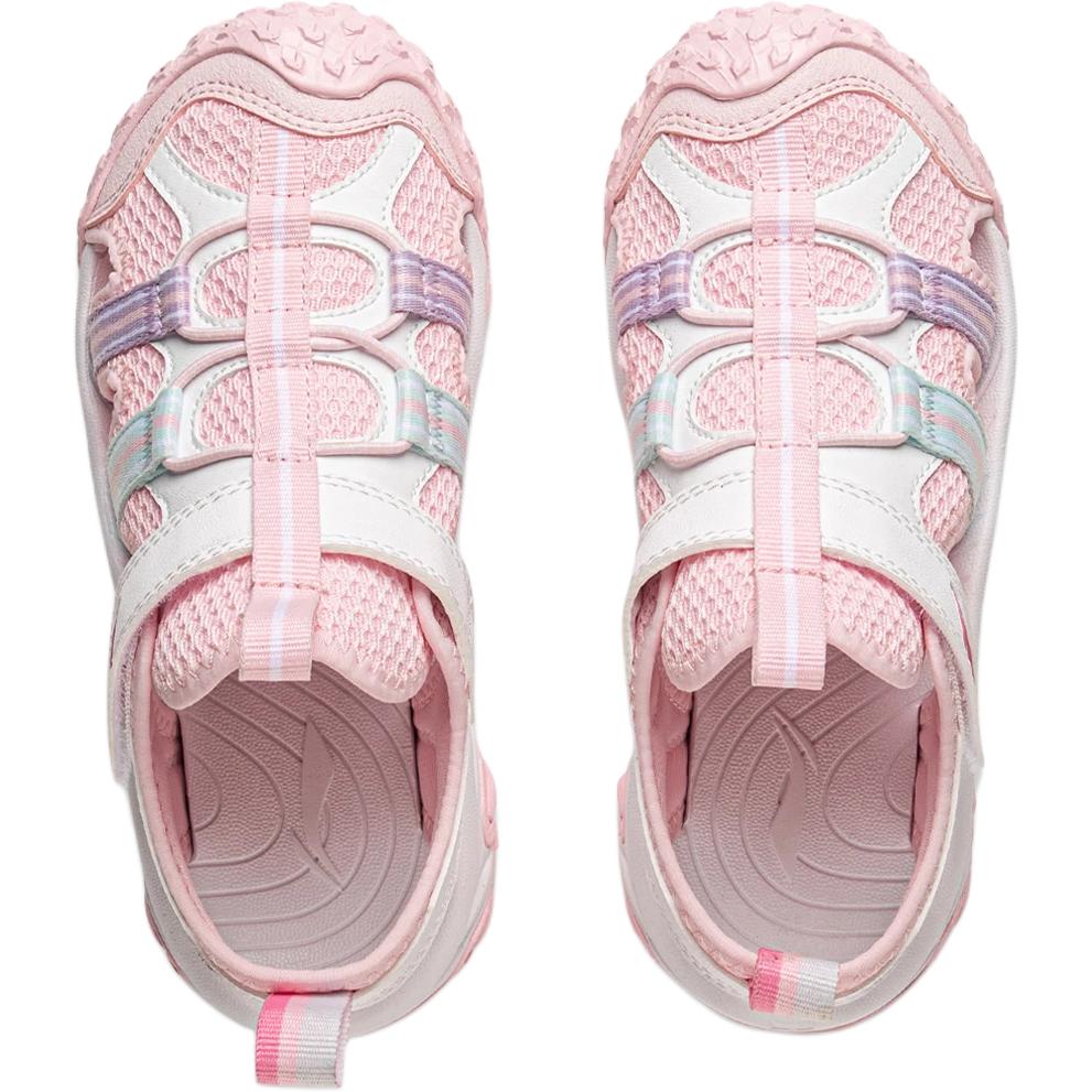 Li Ning Kids Sports Lifestyle Synthetic Leather Fashion Comfortable Non-Slip Wear-Resistant Low-Top Sandals Kids Sandals Pink YKKV006-2