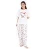 Hello Kitty Pajamas Powder Stretch Short Sleeve Long Pants Top and Bottom Set Room Wear Loungewear Dot Hello Kitty X Set-up Women's (White