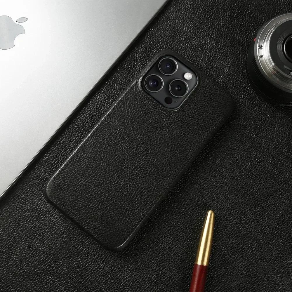 Прочный Чехол из Натуральной Кожи Для iphone15Pro Max 14 Pro 13 12mini 11 Чехол для Мобильного Телефона Ударопрочный Задняя Защита Coque etui