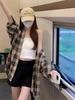 1116 New American retro plaid shirt jacket early autumn women's clothing thin loose early autumn lazy style shirt