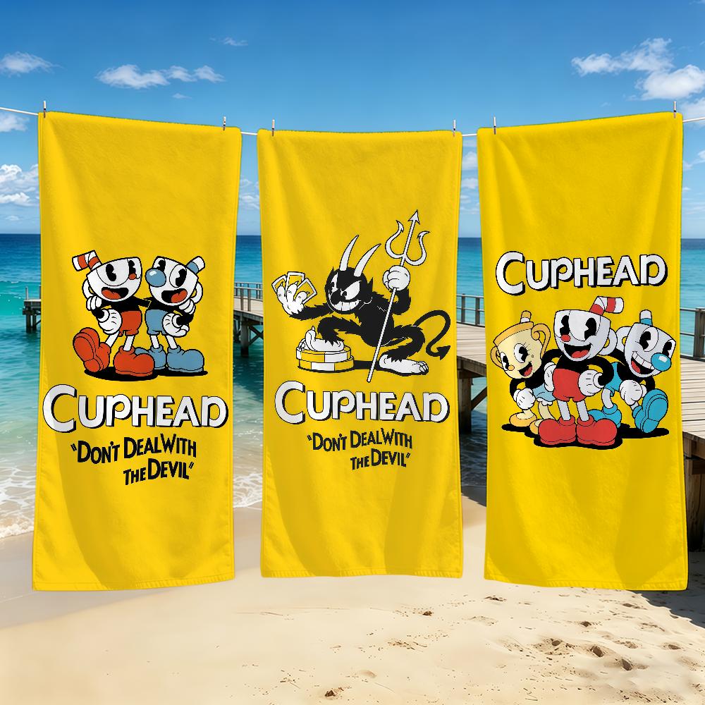 C-Cuphead-ES Animation Game Towel For Outdoor Camping Beach Towel Super Absorbent Quick-Drying Summer Towel