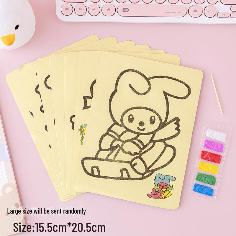 Набор для рисования желтым песком ручной работы - детская развивающая игрушка для рисования скребками