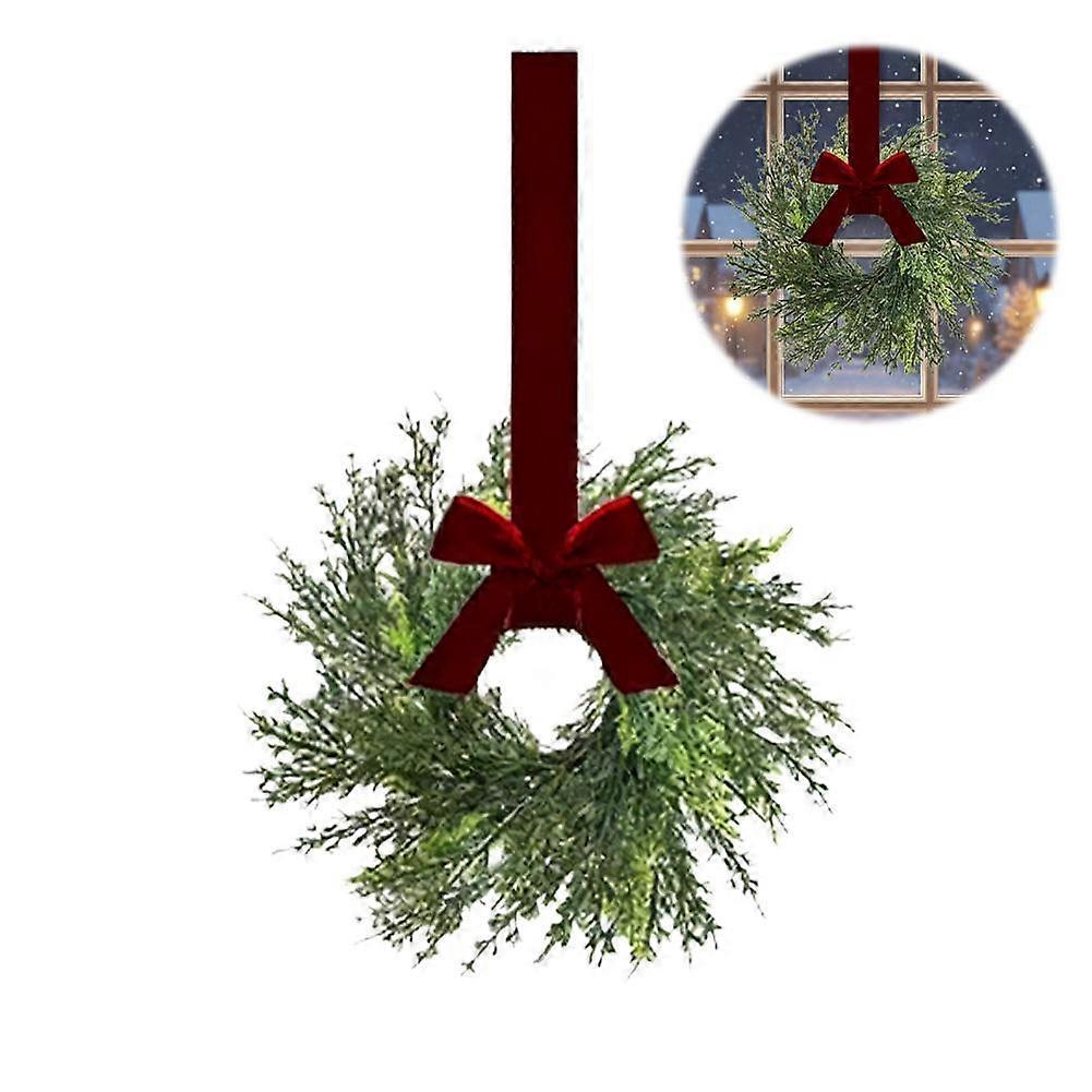 Mini Festival Wreath Small Festival Kitchen Cabinet Wreaths w/ Red Velvet Bow