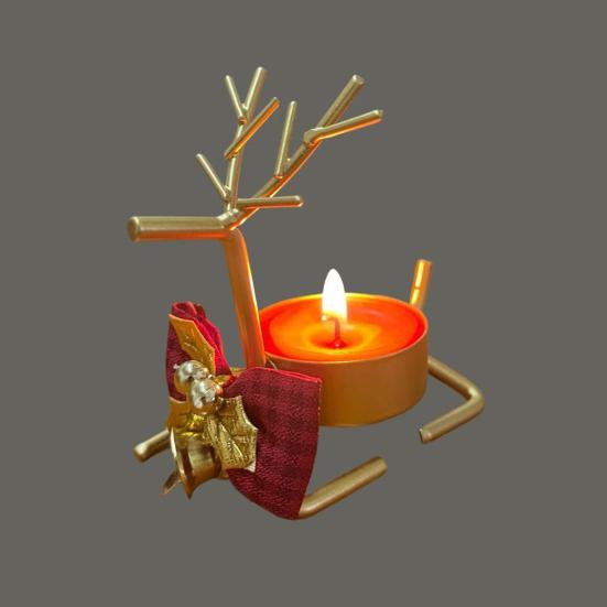Yousheng Christmas Reindeer Tealight Candle Holder Gold Iron Decoration for Table Window Versatile Christmas Holiday Decor