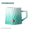 Starbucks Green Stripe Embossed Badge Mug