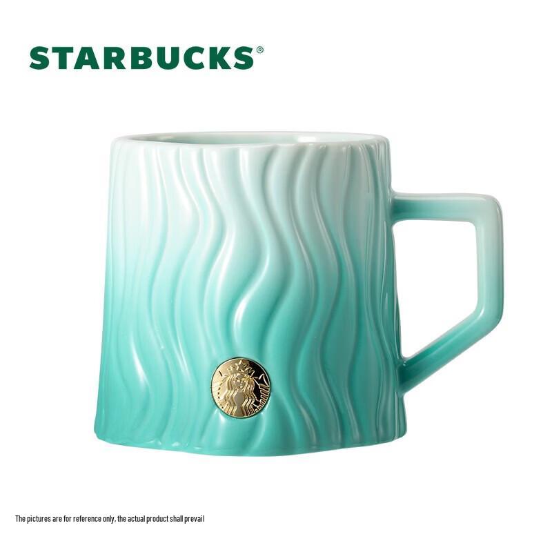 Starbucks Green Stripe Embossed Badge Mug