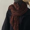 Women Scarf Solid Color Pleated Long Scarf Retro Autumn Winter Warm Long Scarf Soft Vintage Inspired Scarf