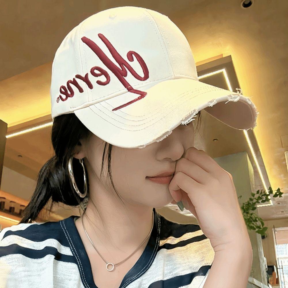 Sunscreen Embroidered Baseball Cap Lightweight Sun Shading Hat Letters Wide Brim Hat Outdoor