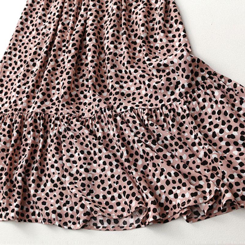 Foreign Trade Overplus Order Retro Leopard Print Print High Waist Slimming Long Sleeve Dress Spring Drape Viscose Long Dress