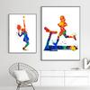 Абстрактные акварельные плакаты и принты молодые баскетболисты современное настенное искусство холст живопись для спортивных комнат украшение дома