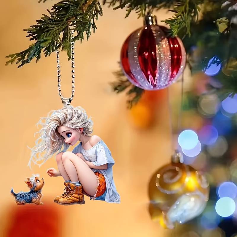 2D Новая сексуальная девушка и щенок Подвеска Плоская 2D Подвеска для салона автомобиля Подвеска для подарка на праздник