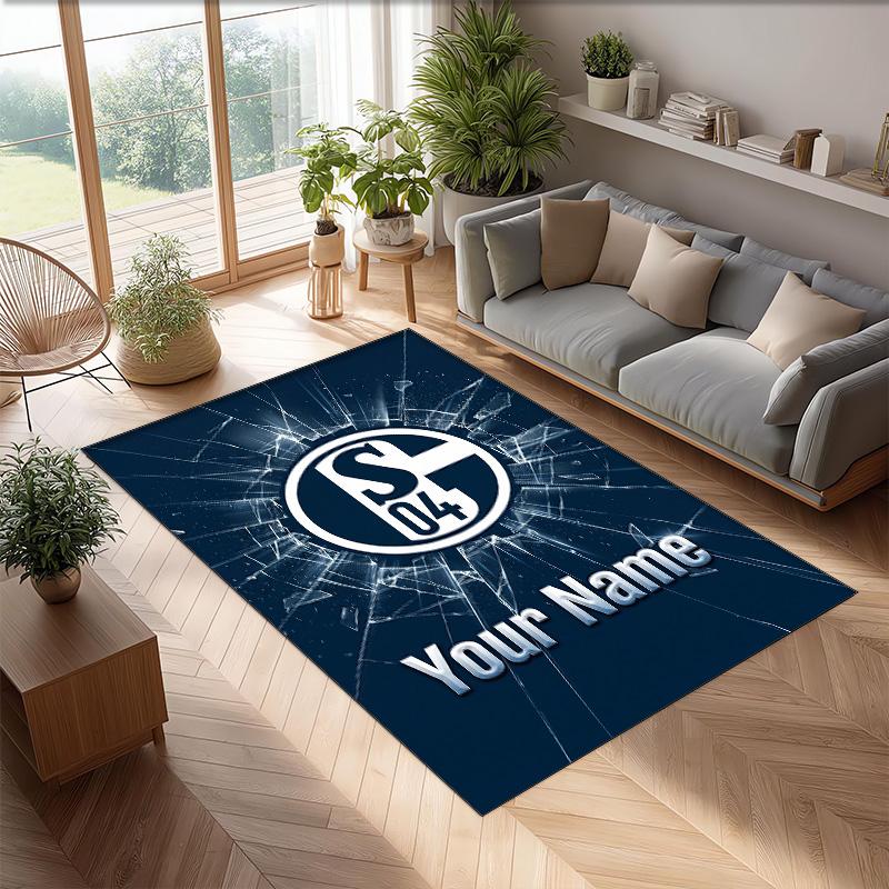 Schalke 04 FC Printed Crystal Velvet Rug Non‑Slip Crystal Velvet Carpet For Sofa Bedroom Indoor Home Decoration