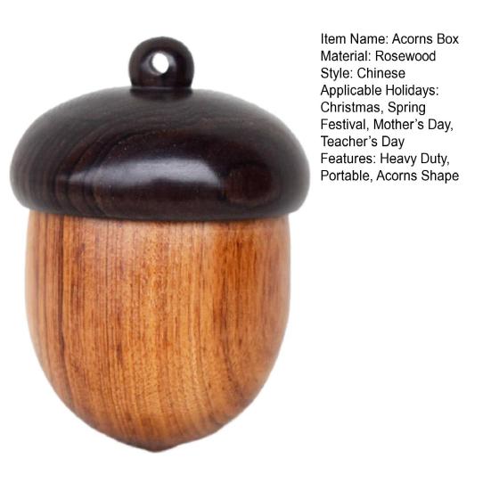 1/5Pcs Mini Acorns Storage Box Solid Wood Pill Box Outdoor Portable Rosewood Acorns Tablets Storage Case Container Organizer Sealed Can