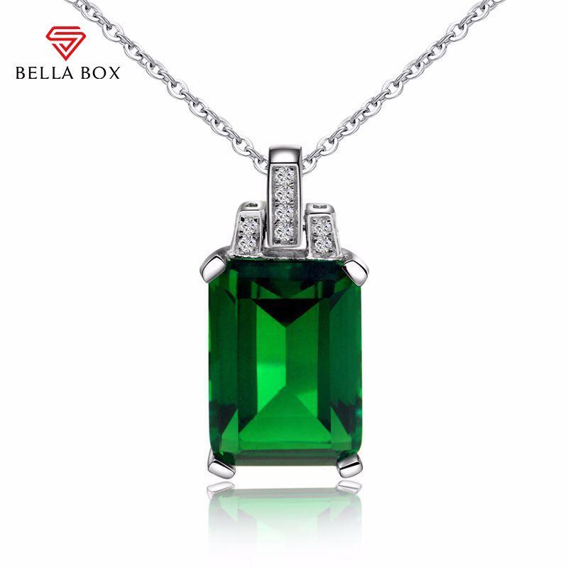 BELLA BOX Роскошный 925 посеребренный изумрудный кулон, аксессуары для свадьбы и помолвки, женское ожерелье для женщин, ювелирные изделия для вечеринок