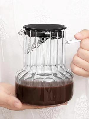 Креативный стеклянный кофейник, чайный сервиз с вертикальным узором, высокий заварочный чайник из боросиликатного стекла, японский заварочный чайник для чая в чашке