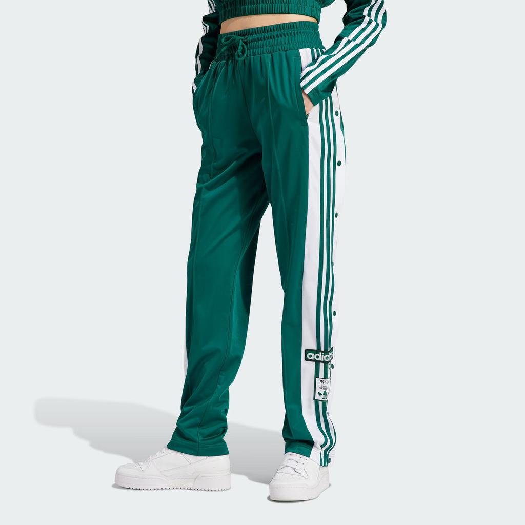 adidas Брюки Originals Adibreak с боковыми кнопками и полосатыми женскими брюками в стиле пэчворк, лесно-зеленые IR9792