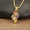 Nidin Fashion Rhombus Shape Shiny Colorful/White Zircon Charm Pendant Necklace For Women Bridal Engagement Chain Link Jewelry