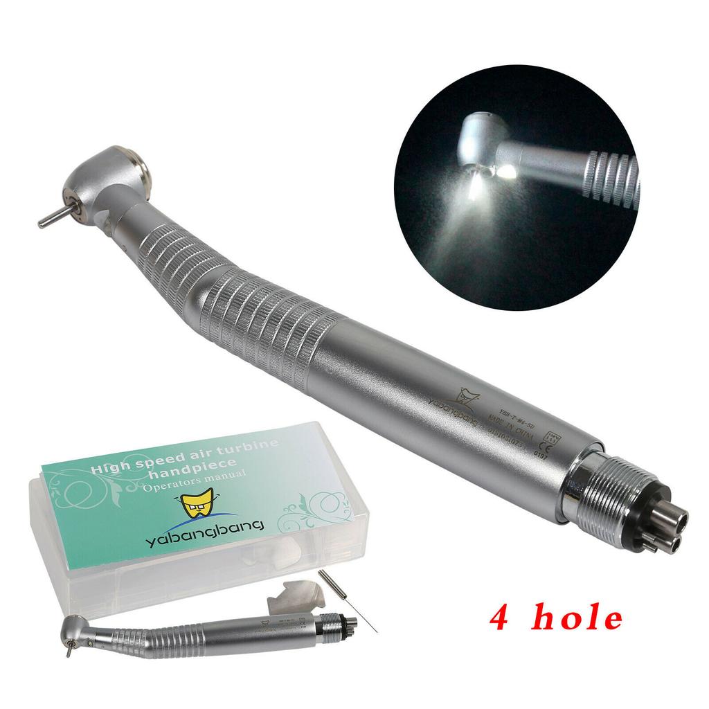 Dental E-generator Fiber Optic LED High Speed Push button Turbine Internal Triple water spray Big Power Handpiece 2/4 Holes