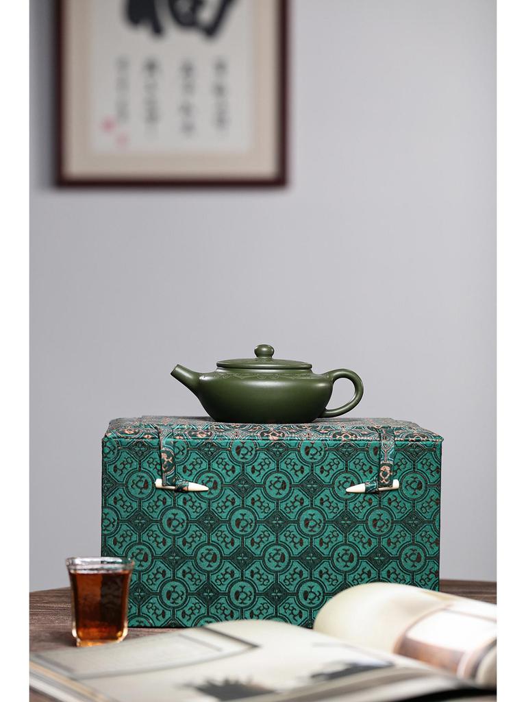 Ручная резьба по исинскому фиолетовому глиняному чайнику - оригинальный подарочный чайный сервиз Bianchen из зеленой глины