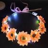 Hairband Glowing LED Wreath Halloween Crown Flower Light Up Headband Christmas Party Decoration