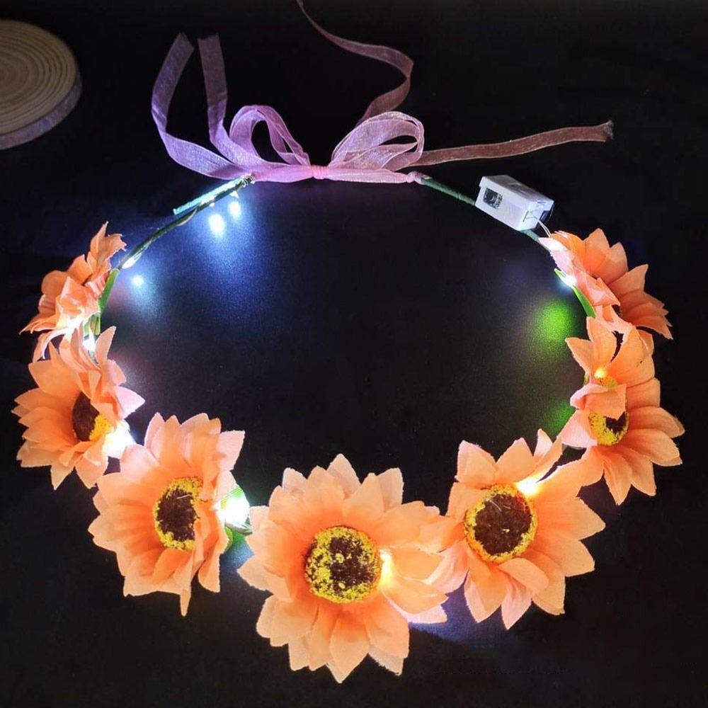 Hairband Glowing LED Wreath Halloween Crown Flower Light Up Headband Christmas Party Decoration