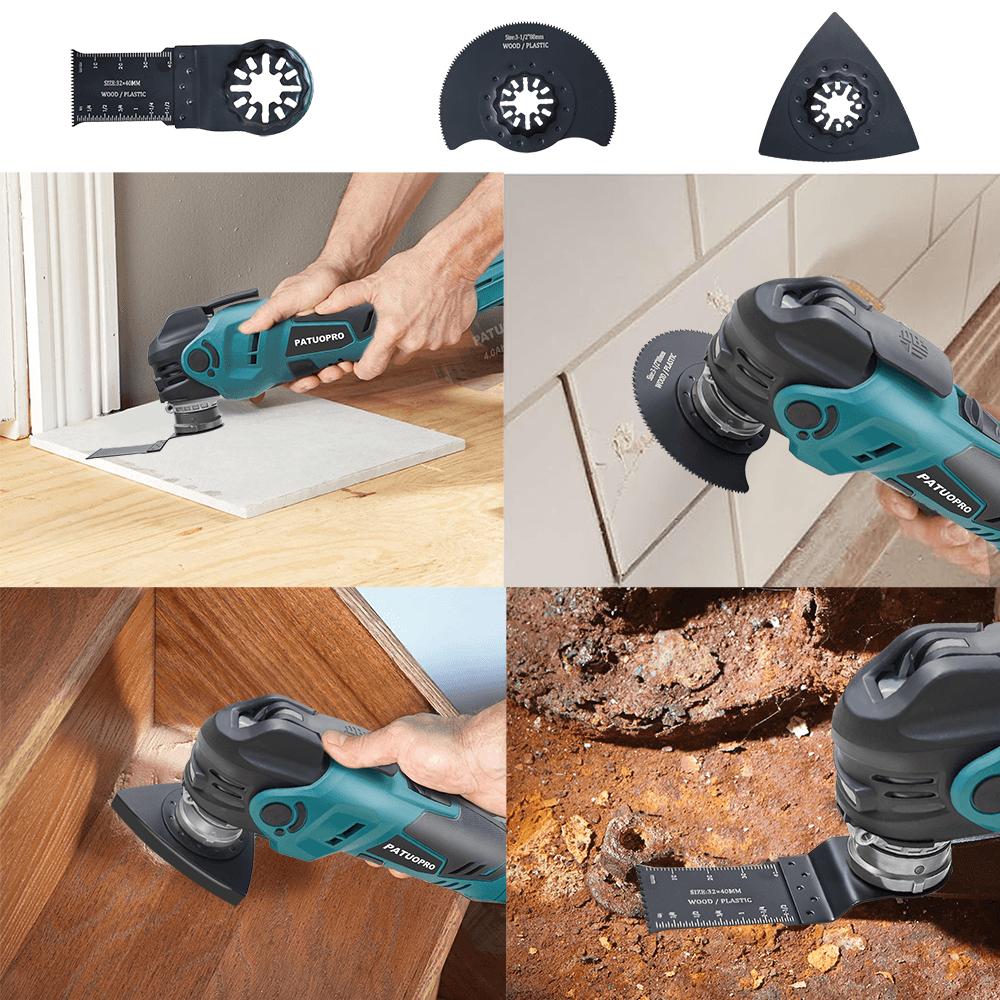 PATUOPRO Electric Saw Trimmer Cordless Oscillating Multi Function Tool Woodworking Cutting Power Tools For Makita 18V Battery