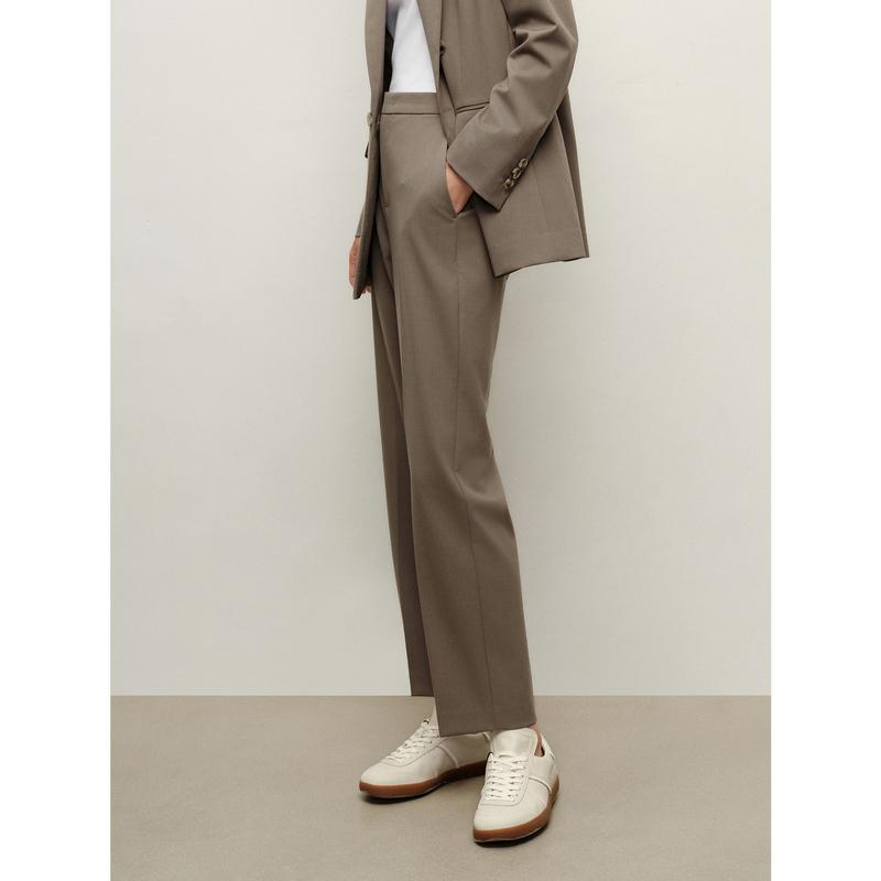 Jiuzi Anna Kou minimalist texture spun wool comfortable casual trousers for women 2024 autumn new collection