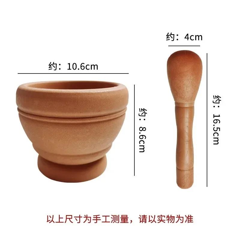 Manual Garlic Press Household Grinder Pressing Garlic Mashing Pot New Manual Medicine Jujube Wood Pounding Stone Mortar Grinder