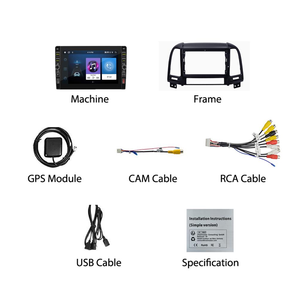 8-дюймовый автомобильный радиоприемник, мультимедийный плеер для Hyundai Santa Fe 2006-2012 с кнопочной ручкой Android 2 Din стерео GPS головное устройство 1 + 32 ГБ
