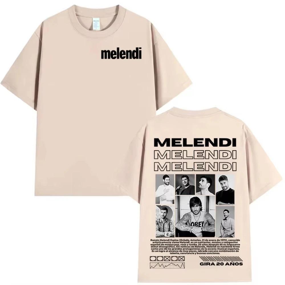 Rapper Melendi Tour 2026 New Album Merch Tee Shirt Unisex Clothing Hip Hop Oversized T-shirts Vintage High Quality Cotton T-shirt