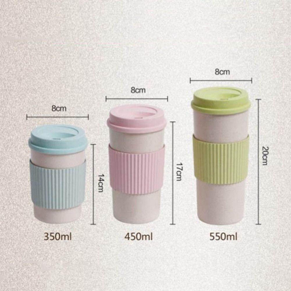 Camping Outdoor Eco-friendly Portable Wheat Straw with Lid Drinkware Tumbler Cup Tea Cup Coffee Mug