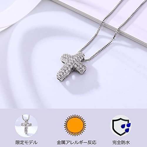 Ожерелье Takeda Jewelry с крестом, паве, стерлинговое серебро, 0,52 карата, кубический цирконий высочайшего качества, 45 см, бесплатный удлинитель, венецианская цепочка (Белое золото)