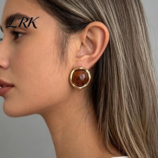 Серьги-гвоздики из смолы в мягких тонах, 1 пара, серьги-гвоздики с драгоценными камнями для женщин, круглые серьги-подвески с натуральным краем из золотистой стали, плоская задняя часть из нержавеющей стали